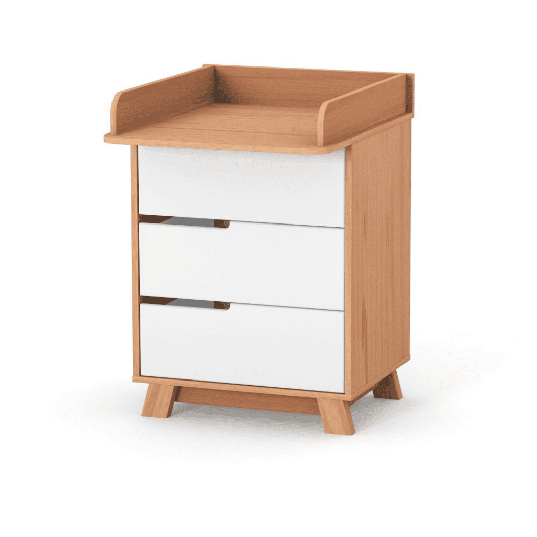 Dětská komoda Lussi Gekko Kids, 60x49x80cm, Bílá / Přírodní Buk